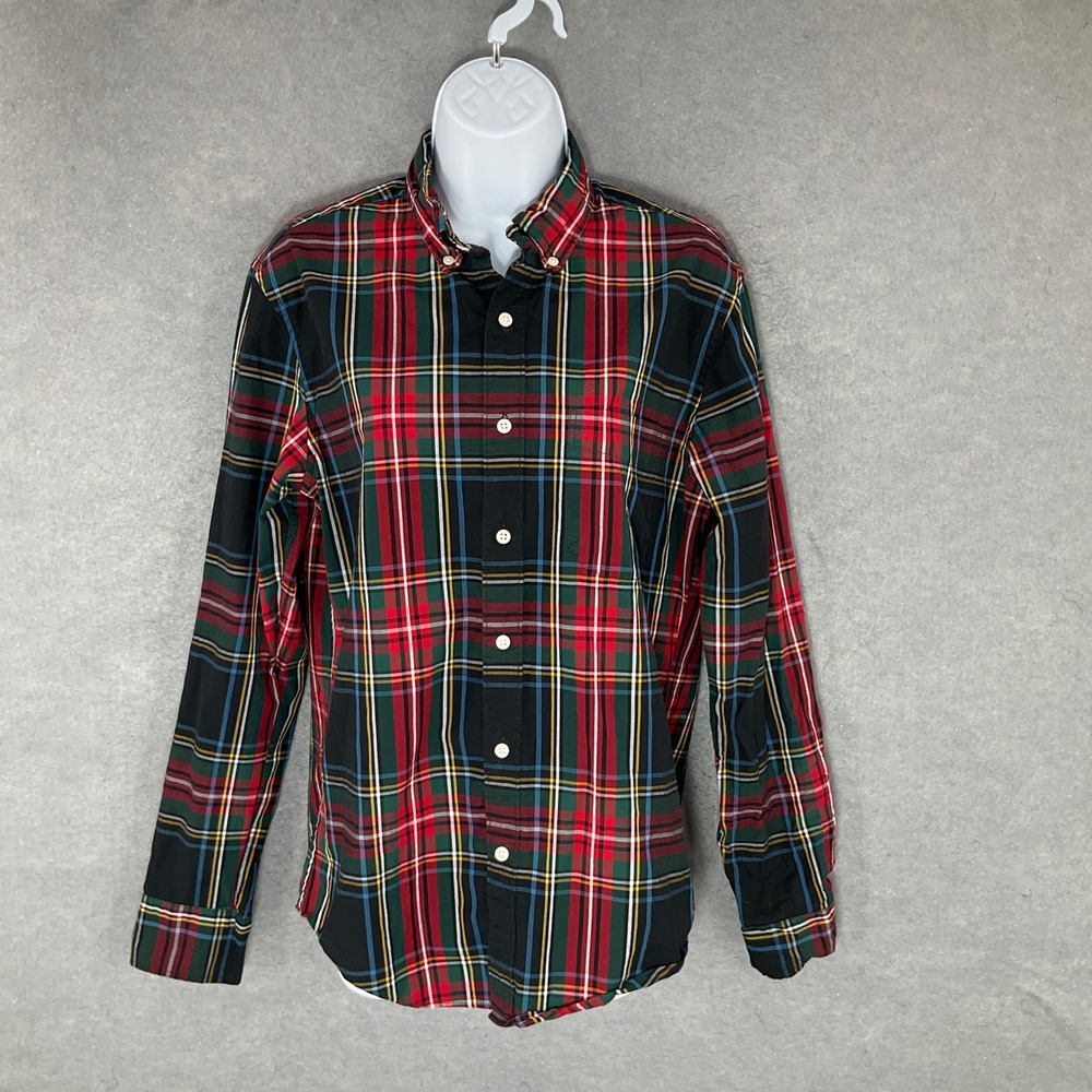 J. Crew Plaid Shirt Stretch Organic Cotton Slim Untucked Button Down Small